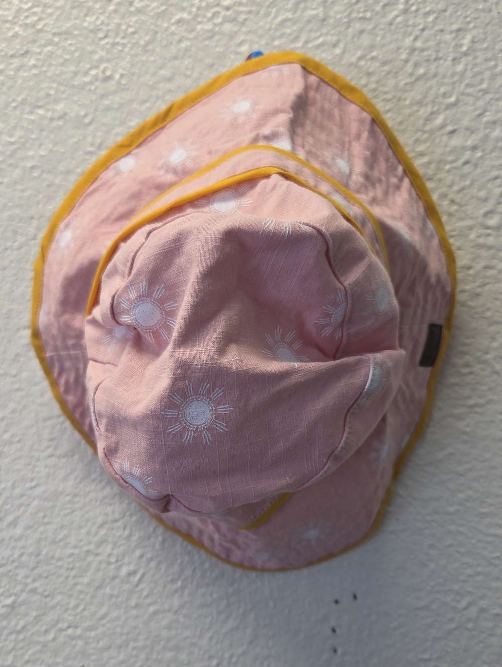 Top Paw Pink Sun-Print Dog Bucket Hat with Yellow Trim